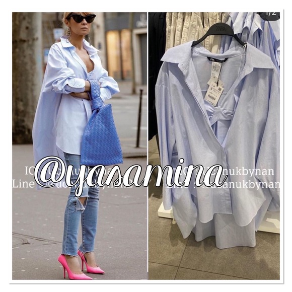 Zara Tops Zara Oversized Shirtcrop Poplin Top Bloggers Fav Poshmark